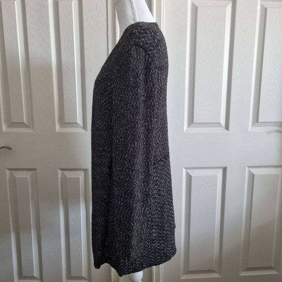 J Jill Open Front Cotton Cardigan Black Long Sleeve - Picture 2 of 6